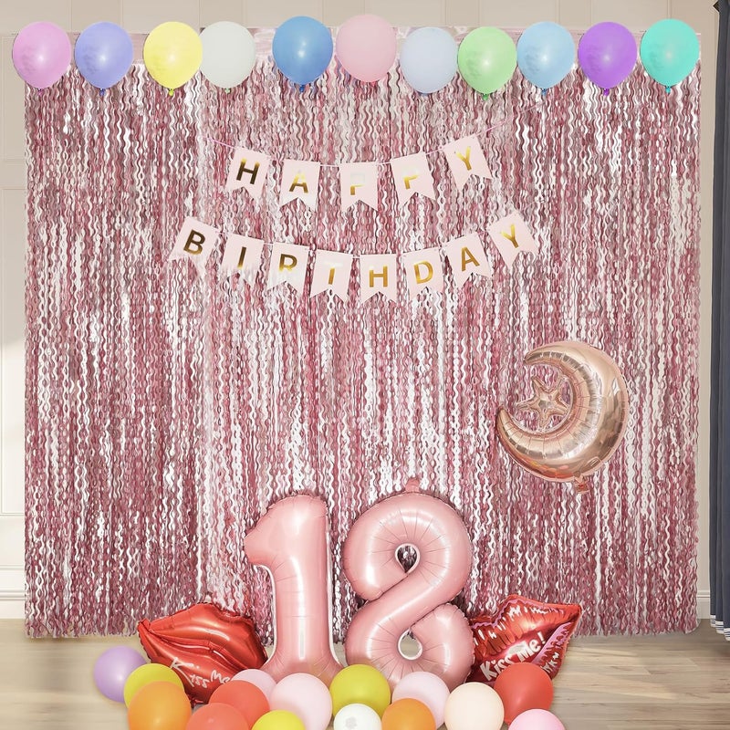 KEEUH 4 Pack 3.3x6.6ft Pink Tinsel Curtain Party Backdrop - Wavy Foil Fringe Curtain Party Streamers for Girl Princess Bachelorette Disco Party Decorations - Image 5